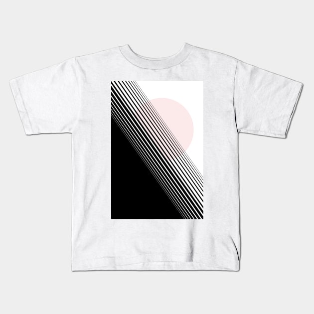 Rising Sun Minimal Japanese Abstract White Black Pink Kids T-Shirt by fivemmPaper